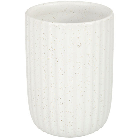 Taza para cepillo de dientes de ba帽o de cer谩mica blanca de gres India (1/3)