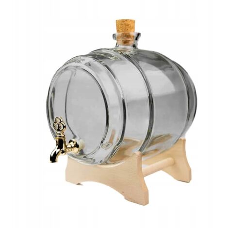 BARRIL DE CRISTAL 2L GRIS barril con grifo para VINO MOONSHINE BODA