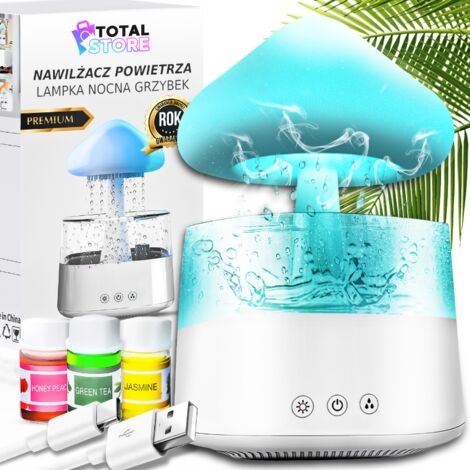 HUMIDIFICADOR DE AIRE GRANDE CON L脕MPARA DE NOCHE CON DIFUSOR DE LLUVIA LED + 3 ACEITES (1/5)