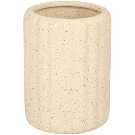 Taza de cer谩mica para cepillo de dientes de ba帽o color crema KENIA (1/3)