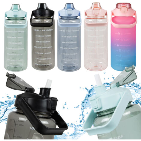 2x BOTELLA DE AGUA 2L Deportiva Motivacional con Pajita BOTELLA CON GRADUACI脫N (1/5)
