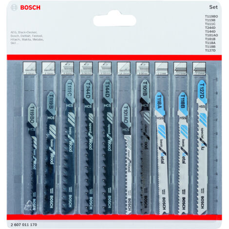 BOSCH PROFESSIONAL SET DE HOJAS DE SIERRA DE CALAR 10 UDS (PARA MADERA Y METAL, ACCESORIOS PARA SIERRAS DE CALAR CON VÁSTAGO EN