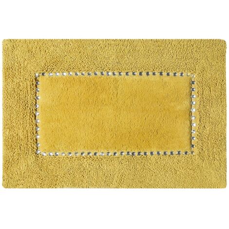 ALFOMBRA DE BA脩O DE ALGOD脫N SUAVE CHIC CON CRISTALES 50X70CM MOSTAZA (1/5)