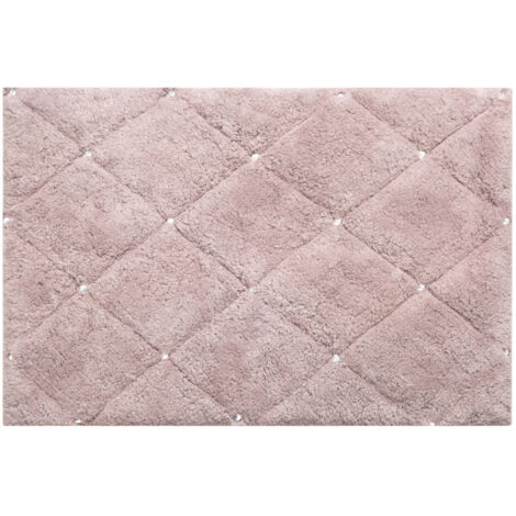 ALFOMBRA DE BA脩O CHIC DE ALGOD脫N SUAVE CON CRISTALES 60X90CM ROSA OSCURO