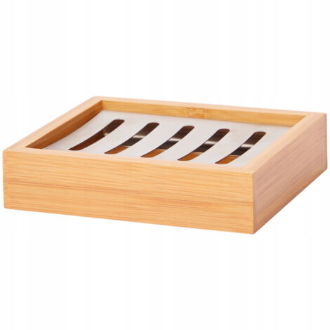 Jabonera de bambú con inserto de acero inoxidable 13x10 (1/3)