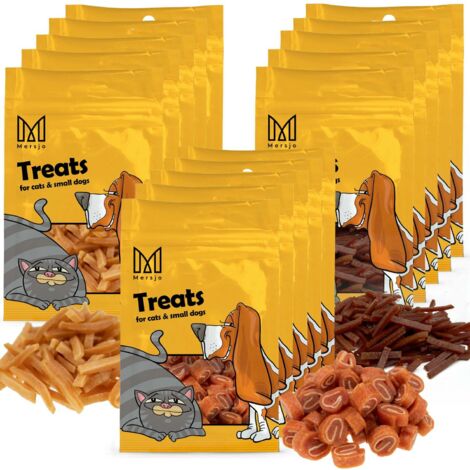 Mersjo - Mezcla de premios para gatos (15 x 50 g): sushi, bacalao, salmón y pato