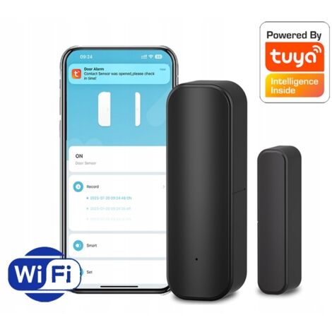 Sensor de apertura y cierre de puertas y ventanas TUYA WiFi negro