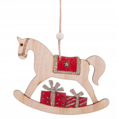 westwing DECORACIÓN NAVIDEÑA COLGANTE DE CABALLO BALANCÍN DE MADERA 12,5X8CM