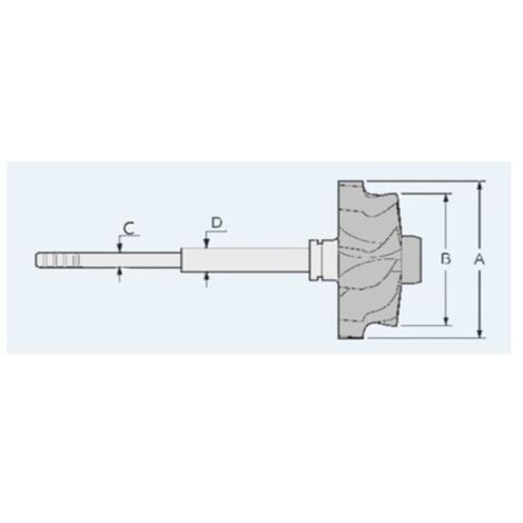 Rotor de alto caudal con rueda de eje turbo de 9 álabes BV38/KP38/BV40 32,3/37,5 (1/2)