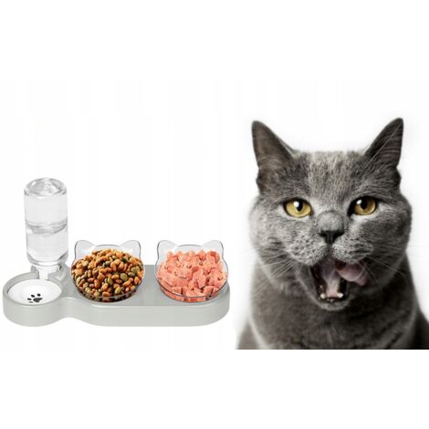 Juego de 3 cuencos para gatos con posibilidad de inclinar el cuenco 15°, cuenco de agua (1/5)