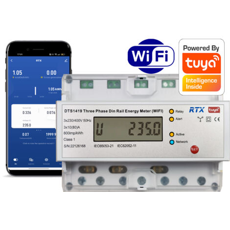 Medidor de energía fotovoltaica trifásico TUYA WiFi de 80 A