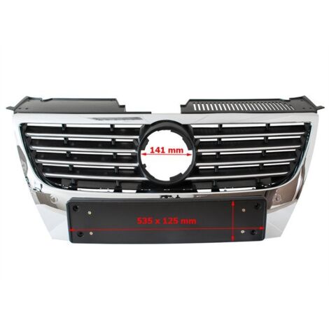 VW Passat B6 05-10 parrilla entre los faros MATR脥CULA ANCHA SIN AGUJEROS PARA PDC