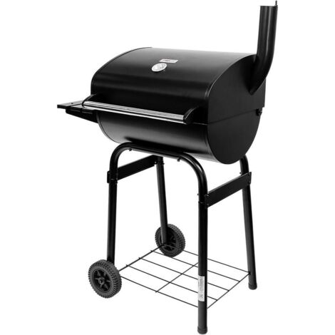 Barbacoa de carbón para jardín Mega-M con chimenea, 1 mesa auxiliar, rejilla cromada 34,5x23 + 31x23 N