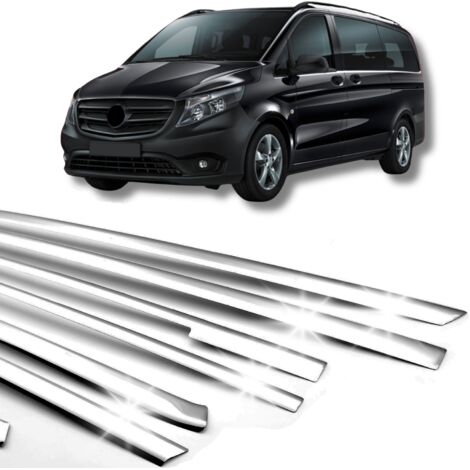 Moldura de ventana lateral de puerta de acero inoxidable cromada MERCEDES Vito W447 L2 2014-