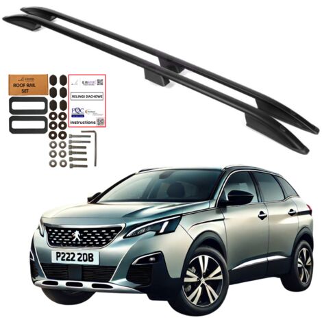 Barras de techo PEUGEOT 3008 SUV 2009-2016 Aluminio Negro Resistente Sólido