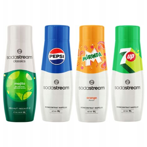 SODASTREAM Jarabes Pepsi + Mirinda + 7Up + Mojito para fuente de sodas 4 uds.