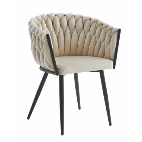 Silla ORION - terciopelo beige / patas negras x 1 (1/5)
