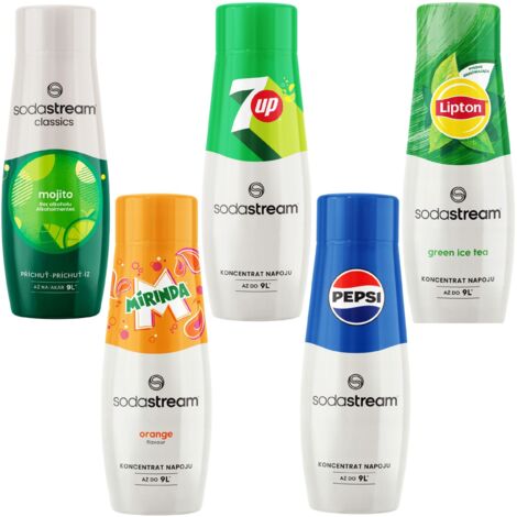 Jarabes SODASTREAM Mojito+Mirinda+7Up+Pepsi+Lipton Green Tea para fuentes de soda