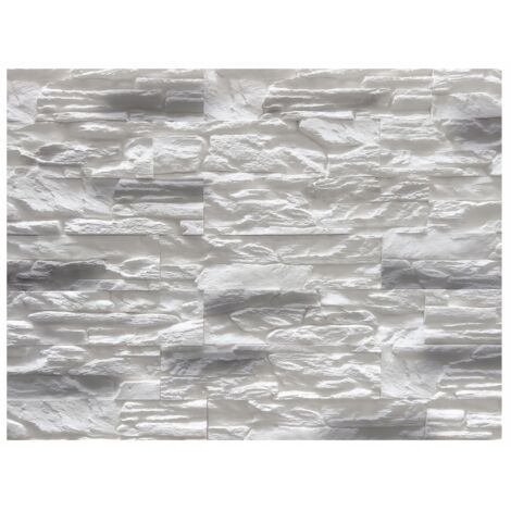 Azulejo decorativo de yeso para pared 37×9,2cm 0,4m2 Blanco y gris, imitación piedra