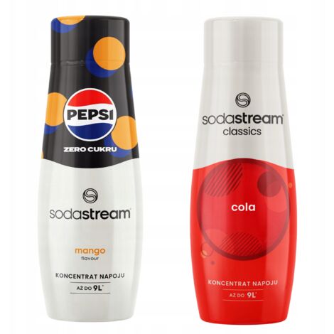 Juego de 2 concentrados y jarabes para agua. Sodastream Pepsi MAX Mango + Cola