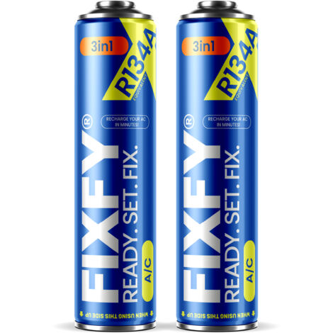 Recarga de gas para aire acondicionado FIXFY 3 en 1 de 500 ml (2 botes grandes +70 % R134a)