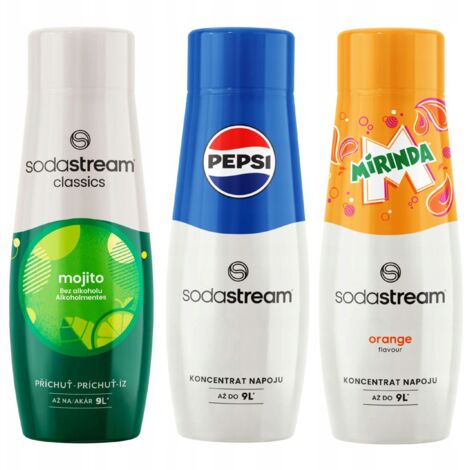SODASTREAM Jarabes Pepsi + Mirinda + Mojito para fuente de sodas 3 uds.