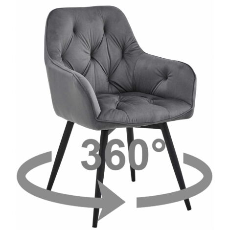 Silla JORK360 - terciopelo gris oscuro / patas negras x 1