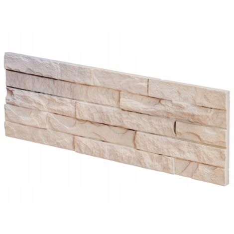 Azulejo decorativo de yeso para pared 38,5x13cm 0,4m2 Beige imitación piedra