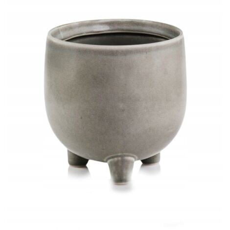 Maceta de cerámica con patas, 12 cm, color verde oliva