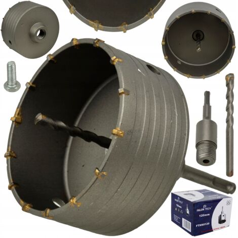 Broca coronada para hormig贸n, muro, ladrillo, 125mm con adaptador SDS Plus
