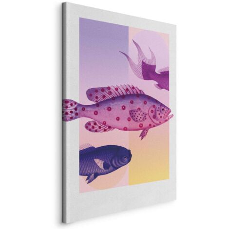 Imagen - Peces en tonos pastel - peces estilizados sobre un fondo de formas degradadas / Peces de fantasía - ilustración artística de peces sobre un fondo colorido (1/3)