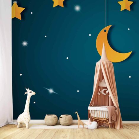 Fotomural - Cielo - paisaje del cielo turquesa nocturno con estrellas para niños (1/5)