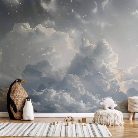 Fotomural - Paz Astral: Estrellas dispersas sobre delicadas nubes (1/4)