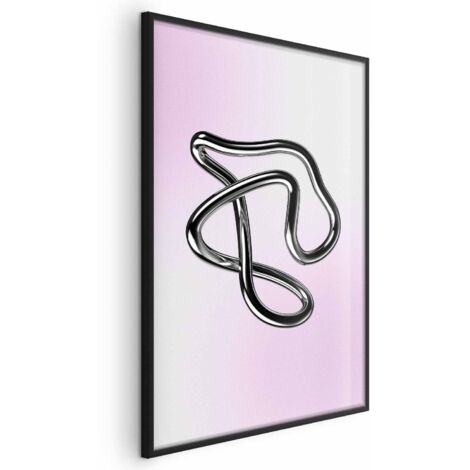 Póster - Intrincaciones plateadas - una figura metálica fluida sobre un fondo degradado (1/4)