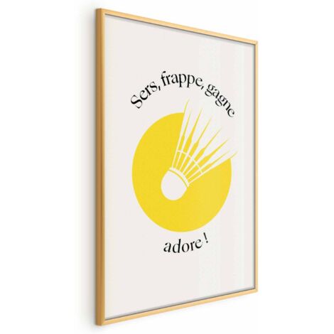 Póster: Volante de bádminton sobre un fondo de sol amarillo. (1/4)