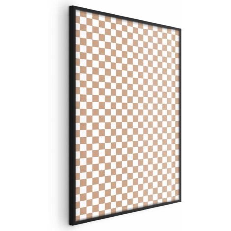 Póster - Geometría y tonos marrones - un estampado a cuadros en tonos neutros (1/4)