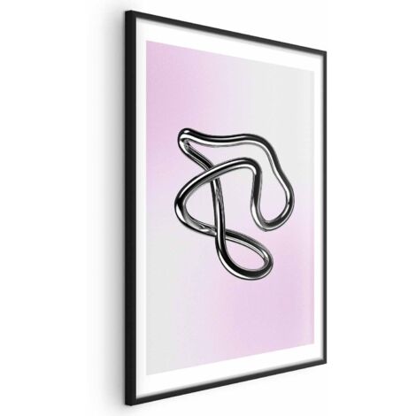 Póster - Intrincaciones plateadas - una figura metálica fluida sobre un fondo degradado (1/4)