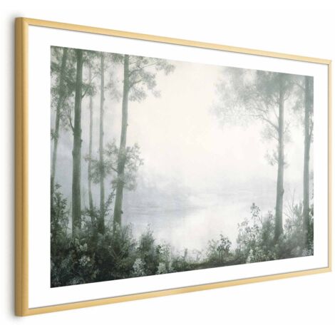 Póster: Un bosque y un estanque en verde patinado. (1/4)