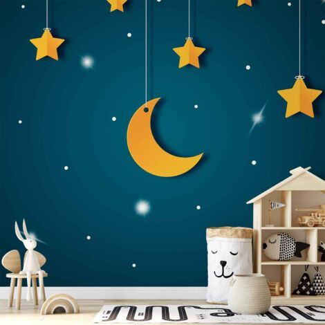 Fotomural - Cielo - paisaje del cielo turquesa nocturno con estrellas para niños (1/5)