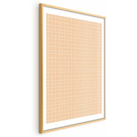 Póster - Líneas y ruido - una cuadrícula ondulada en tonos naranjas (1/4)