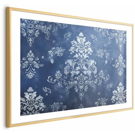 Póster - Adorno retro en tonos azules desgastados (1/4)