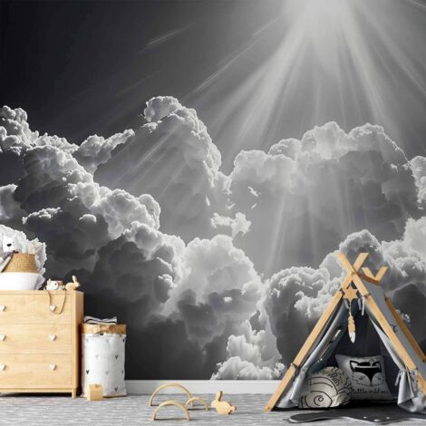 Fotomural - Esperanza en las nubes: Rayos de sol inspiradores que despiertan emociones