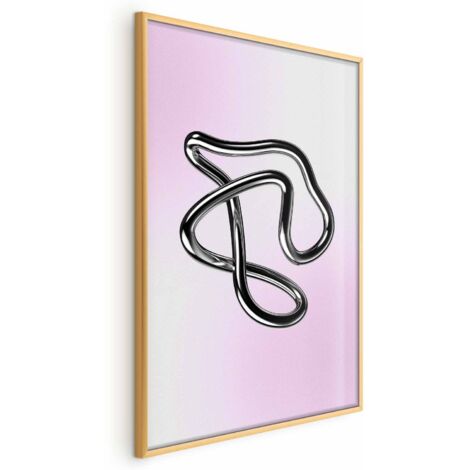 Póster - Intrincaciones plateadas - una figura metálica fluida sobre un fondo degradado (1/4)