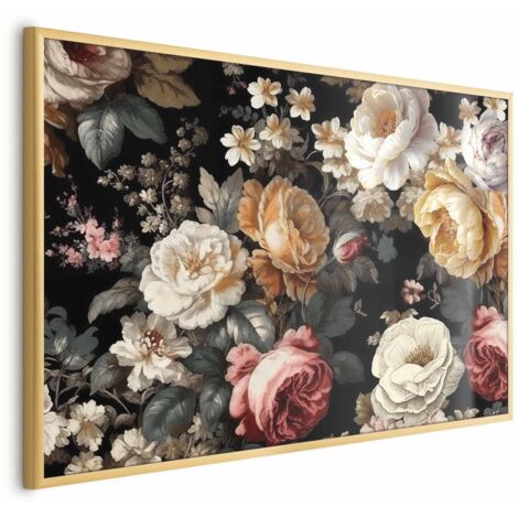 Póster: Flores coloridas sobre fondo negro (1/4)