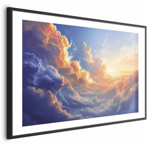 Póster - Puesta de sol sobre un mar nublado: una maravillosa sinfonía de colores (1/4)