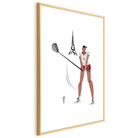 Póster: Ilustración de un golfista con la Torre Eiffel de fondo. (1/4)