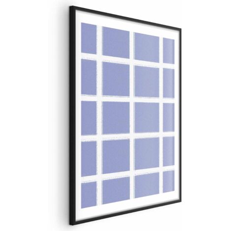 Póster - Líneas blancas - una cuadrícula con una malla grande sobre un fondo azul (1/4)