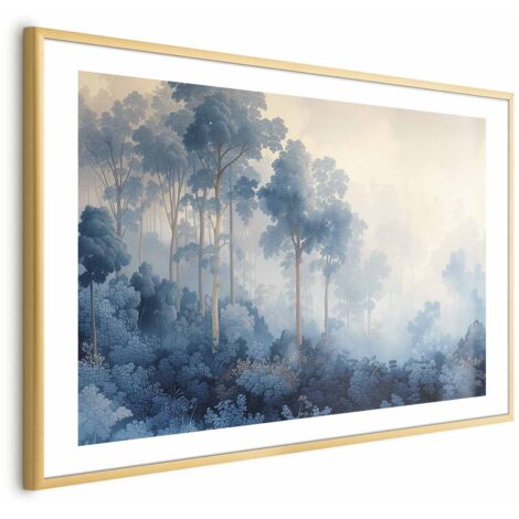 Póster - Un bosque en tonos azules brumosos (1/4)