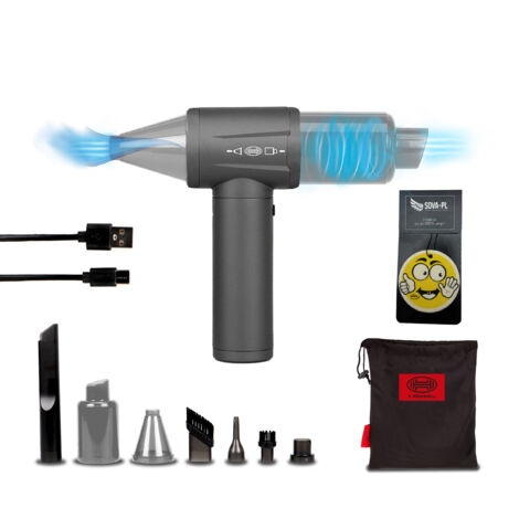 Mini aspiradora inalámbrica para coche, potente 120 W + fragancia (vainilla) (1/5)