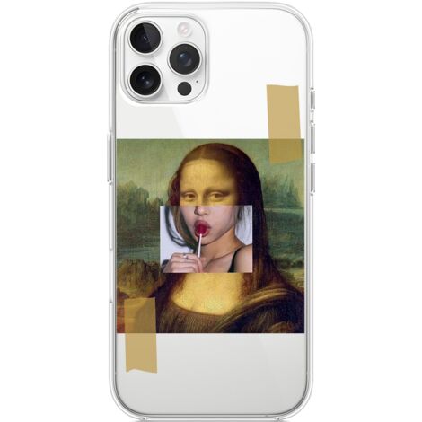 Funda para iPhone 12 Pro Max, transparente, flexible de silicona, Mona Lisa con piruleta (1/5)